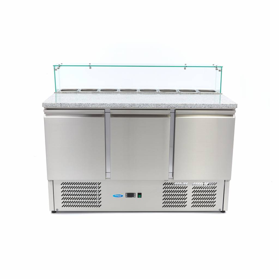 Maxima Gastro Pizzakühltisch - 137 cm - 3 Türen - Passt 8 x 1/6 GN - inkl. Glasabdeckung 2 Maxima Gastro Pizzakühltisch - 137 cm - 3 Türen - Passt 8 x 1/6 GN - inkl. Glasabdeckung