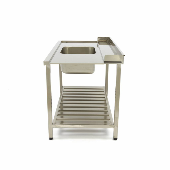 Maxima Gastro Geschirrspültisch - 160 x 75 cm - links - mit Waschbecken und Backsplash - inkl. Lagerregal 2 Maxima Gastro Geschirrspültisch - 160 x 75 cm - links - mit Waschbecken und Backsplash - inkl. Lagerregal