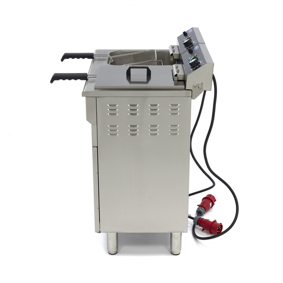 Maxima Gastro Fritteuse - 2 x 16 l - 2 Körbe - mit Ablasshahn und Ständer - 400V 2 Maxima Gastro Fritteuse - 2 x 16 l - 2 Körbe - mit Ablasshahn und Ständer - 400V
