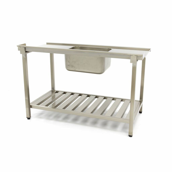 Maxima Gastro Geschirrspültisch - 120 x 75 cm - links - mit Waschbecken und Backsplash - inkl. Lagerregal 3 Maxima Gastro Geschirrspültisch - 120 x 75 cm - links - mit Waschbecken und Backsplash - inkl. Lagerregal
