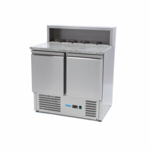 Maxima Gastro Pizzakühltisch - 90 cm - 2 Türen - Passt 5 x 1/6 GN - inkl. Edelstahlabdeckung