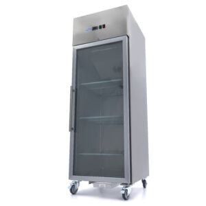 Maxima Gastro Gefrierschrank - 700 l - 3 Einstellbare Regale (2/1 GN) - Rostfreier Stahl - mit Glastür