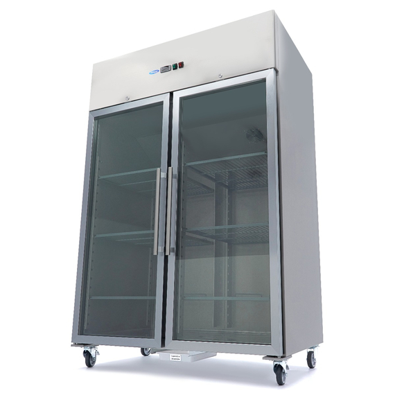 Maxima Gastro Kühlschrank - 1200 l - 6 Einstellbare Regale (2/1 GN) - Rostfreier Stahl - mit Glastür Maxima Gastro Kühlschrank - 1200 l - 6 Einstellbare Regale (2/1 GN) - Rostfreier Stahl - mit Glastür