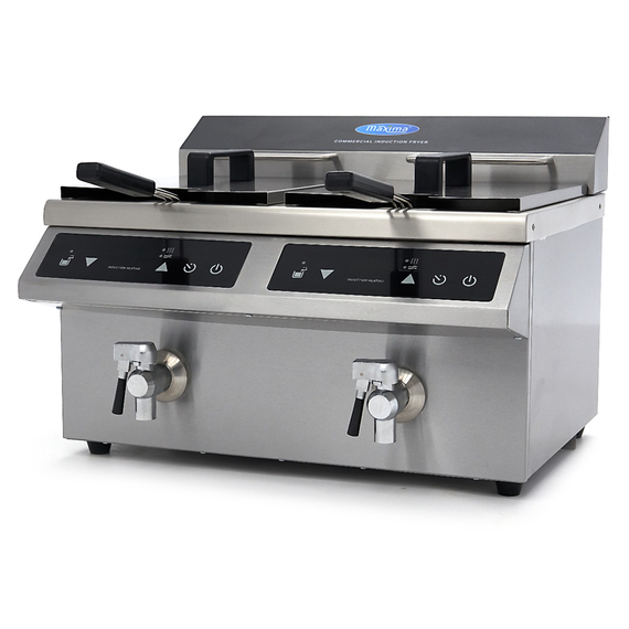 Maxima Gastro Fritteuse - 2 x 8 l - 2 Körbe - mit Ablasshahn - Induktion 6 Maxima Gastro Fritteuse - 2 x 8 l - 2 Körbe - mit Ablasshahn - Induktion