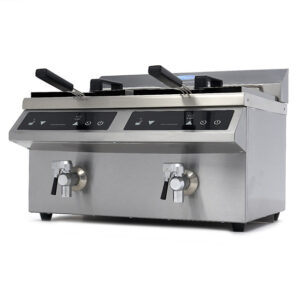 Maxima Gastro Fritteuse - 2 x 8 l - 2 Körbe - mit Ablasshahn - Induktion