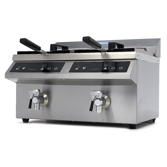 Maxima Gastro Fritteuse - 2 x 8 l - 2 Körbe - mit Ablasshahn - Induktion Maxima Gastro Fritteuse - 2 x 8 l - 2 Körbe - mit Ablasshahn - Induktion