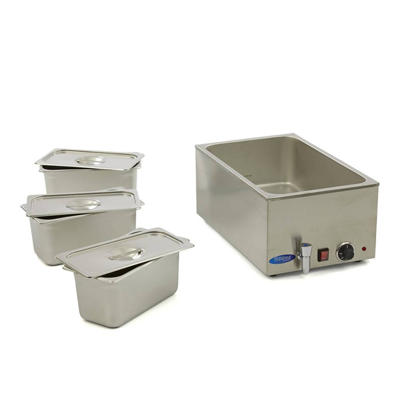 Maxima Gastro Bain Marie - mit Wasserhahn - inkl. 3 x 1/3 GN Set - Elektrisch 4 Maxima Gastro Bain Marie - mit Wasserhahn - inkl. 3 x 1/3 GN Set - Elektrisch