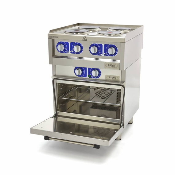 Maxima Commercial Klasse Gastro Kochplatte - Elektrisch - 600 x 600 mm tief - 4 Brenner - mit Ofen - 10000 Watt 4 Maxima Commercial Klasse Gastro Kochplatte - Elektrisch - 600 x 600 mm tief - 4 Brenner - mit Ofen - 10000 Watt